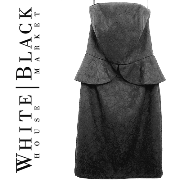 White House Black Market Dresses & Skirts - Nwot White House Black Market Strapless Black Lace Peplum Dress